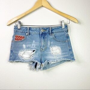Kendall and Kylie denim patch distressed shorts